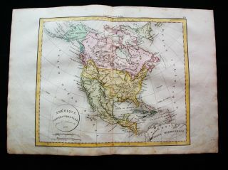 1830 Delamarche & Vaugondy - Rare Map Of North America,  United States,  Canada.