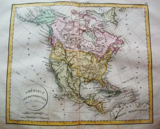 1830 DELAMARCHE & VAUGONDY - rare map of NORTH AMERICA,  UNITED STATES,  CANADA. 2