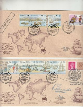 1988 1st Fleet: Re - Enactment Voyage Set Of 5 Special Paquebot Covers.  Rare&cheap