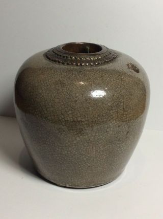 Antique Chinese 18th C Ge Guan Type Celadon Crackle Glaze Brush Washer Pot C1770