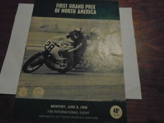 Rare Grand Prix Of North America Motorcycle Race 1968 Program