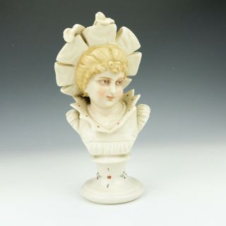 Antique Rudolstadt German Porcelain - Hand Painted Lady Formed Bust -
