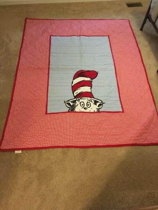 Pottery Barn Kids Dr.  Seuss " Cat In The Hat " Twin Quilt Rare