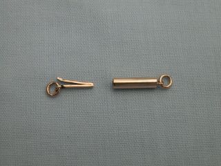 RARE,  VICTORIAN 9CT YELLOW GOLD TWO PART BARREL CLASP NECKLACE FASTENER 2