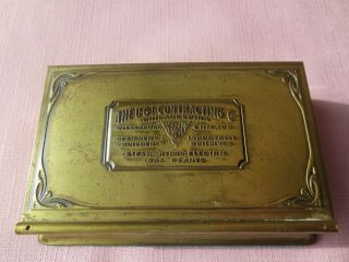 Antique Ugi Contracting Co.  Philadelphia Brass Desk Note Holder