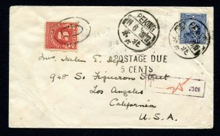1940 Postage Due Cover From Peking To Los Angeles/usa Rare