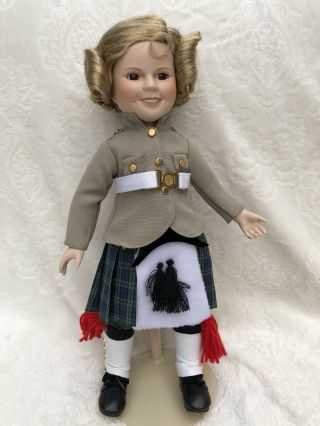 Danbury Shirley Temple " Wee Willie Winkie " Porcelain Doll 14 " With Stand