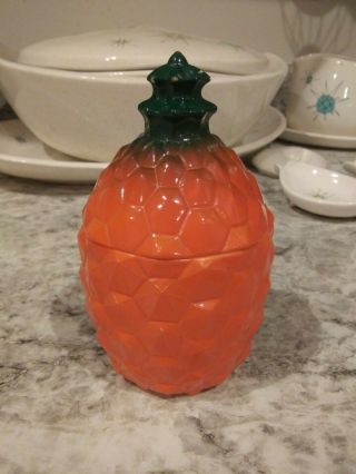Rare Vtg Hazel Atlas Milk Glass Orange Pineapple Jelly Jam Jar 1930 