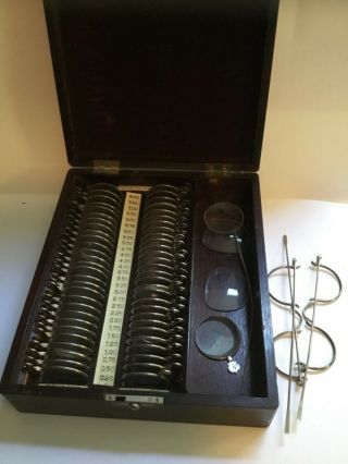 Antique Trial Lens Set In Wooden Box - Opthalmologists,  Optometrist,  Collectors