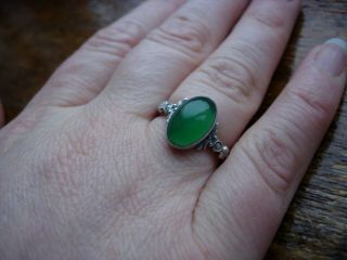 FINE ANTIQUE ARTS AND CRAFTS RING STERLING SILVER CHRYSOPRASE 2