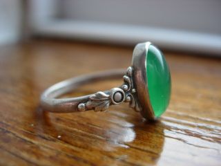 FINE ANTIQUE ARTS AND CRAFTS RING STERLING SILVER CHRYSOPRASE 3