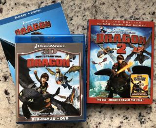 How To Train Your Dragon Rare 3d Blu - Ray Dvd 5 Disc Set Slipcovers Tons