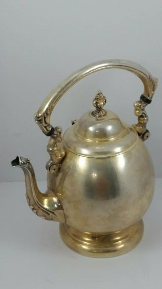 Vintage Sheridan Silver On Copper Tea Pot Kettle Silver Plate Attached Lid Guc