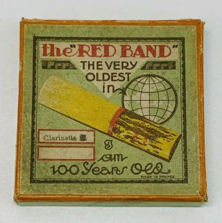 Antique " The Red Band " Clarinet Reed Box For Display