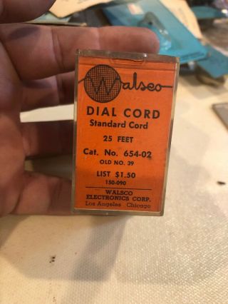 Vintage Rare Walsco Radio Dial Cables And Cords Roll DIAL CORD W/ Box 2