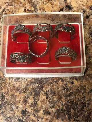 Rare German Antique Widmann Antik Sterling Silver Ornate Napkin Rings Holders