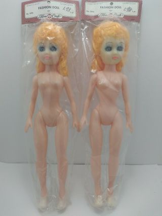 Two Vintage 15 " Fibre Craft Fashion Dolls Blonde Blue Eye Shadow Open Close Eyes