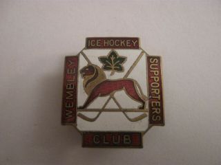 Rare Old Wembley Lions & Canadians Ice Hockey Club Enamel Buttonhole Badge