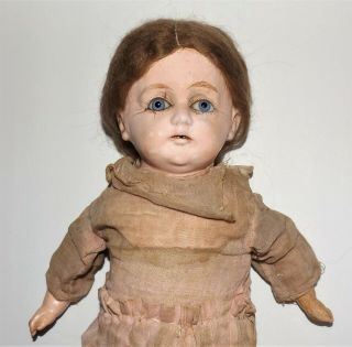 Antique Papier Paper Mache Glass Eyes Mohair Wig Vintage Doll Needs Restoration