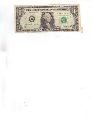 Miscut Dollar $1 Bill Error Dog - Ear Rare Error Cut 1985 Series
