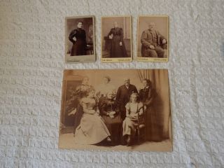 4 X Antique Victorian Cdv / Cabinet Photographs – Family Group Portrait