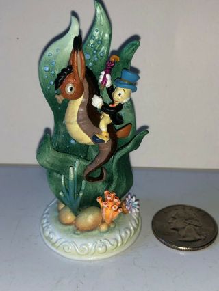 Rare Disney Miniature Jiminy Cricket On Seahorse By Robert Olszewski