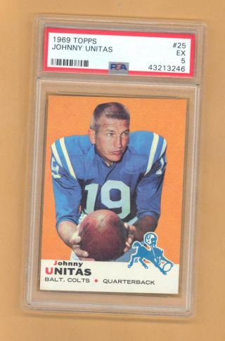 Johnny Unitas 1969 Topps Football Card 25 Psa Graded 5 Ex Colts Rare L@@k