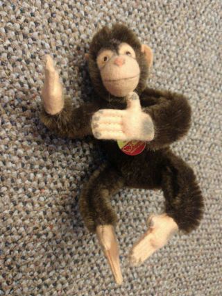 Steiff Jocko Monkey Stuffed Animal Collectors Vintage With Tag