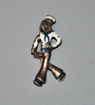 Antique Us Navy Enamel Metal Pin Cracker Jack Prize Style Sailor Brooch Pin