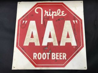 Antique Triple A Root Beer Tin Advertising Sign Soda Pop Gas Station