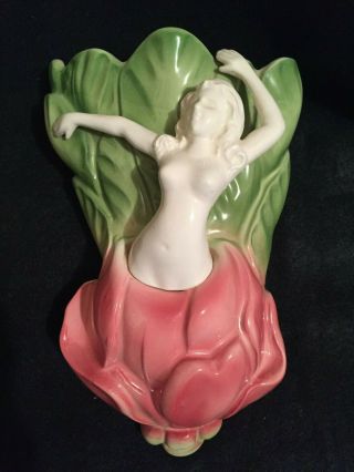 Art Deco Lady Wall Pocket Vase From Sarsaparilla Deco Designs 1981 Ceramic