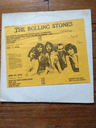 Rolling Stones Saturday Night Live Rare Lp 1978