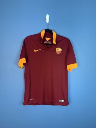 Mens As Roma Totti 2014 Orange Football Shirt Jersey Vgc Maglia Rare