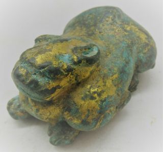 Rare Ancient Near Eastern Bronze Gold Gilded Beast Statuette 500ad