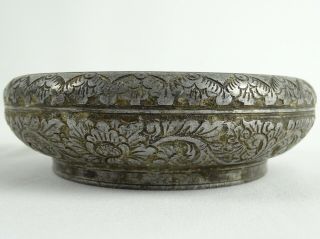 Rare Antique Engraved Islamic Tinned Copper Bowl,  18/19th C.  Afghanistan