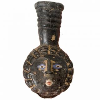 Very Rare Phoenician Face Decorative Glass Bottle 300 Bc (2)