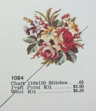 Rare Vintage Alice Godkin 1084 2 Roses And Small Flowers Petit Point Kit Sweet