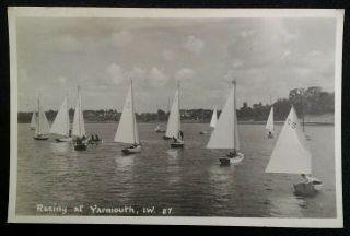 Rppc Yarmouth Uk Postcard 1955 Rare Sail Boat Race Norfolk Isle Of Wight