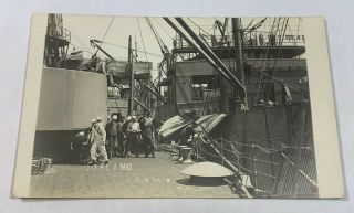 Rare Antique Vtg Early 1910s Wwi Coaling Uss Ohio Naval Photograph Navy Rppc