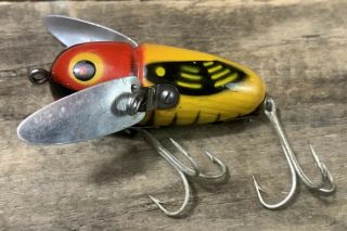 13 Early Vtg Heddon Crazy Crawler Patented Wood Fishing Bait Casting Bass Lure