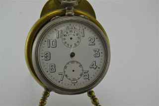 Antique Zenith Alarm Pocket Watch Silver Case Enamel Dial Spare Parts Repair
