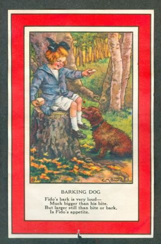 1920s Childrens Rhymes Card Gordons Bread D23 - 3 Clara Miller Burd Art Rare