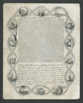Rare 1836 Miniature Engraving Declaration Of Independence By L.  H.  Bridgham