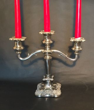 Fab Vintage Ornate Silver - Plated Candlestick,  Vintage Candelabra,  Ideal For Xmas