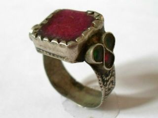 , And Detector Find,  Post Medieval Silver Ring With Glass/stone