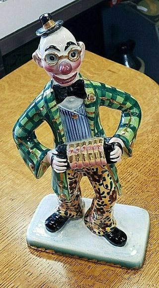 Antique Clown With Accordion Italy 1920 - 40 