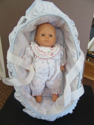 Vintage1991 The Raspberry Kids Corolle Baby Doll & Bassinet 12 " Tall Non - Smoker
