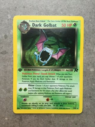 Pokemon Tcg Cards 1st Edition Dark Golbat 7/82 Team Rocket Holo Rare