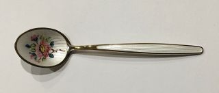 Mid Century David Andersen Norway Sterling Silver Guilloche Enamel 3 3/4” Spoon