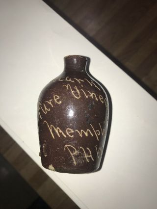 Mini Stoneware Scratch Jug Ozark Pure Vinegar Memphis TN Very Rare Little Brown 2